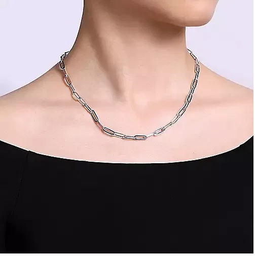 925 Sterling Silver Solid Paper Clip Chain Necklace | Shop 925 Silver  Contemporary Necklaces | Gabriel & Co